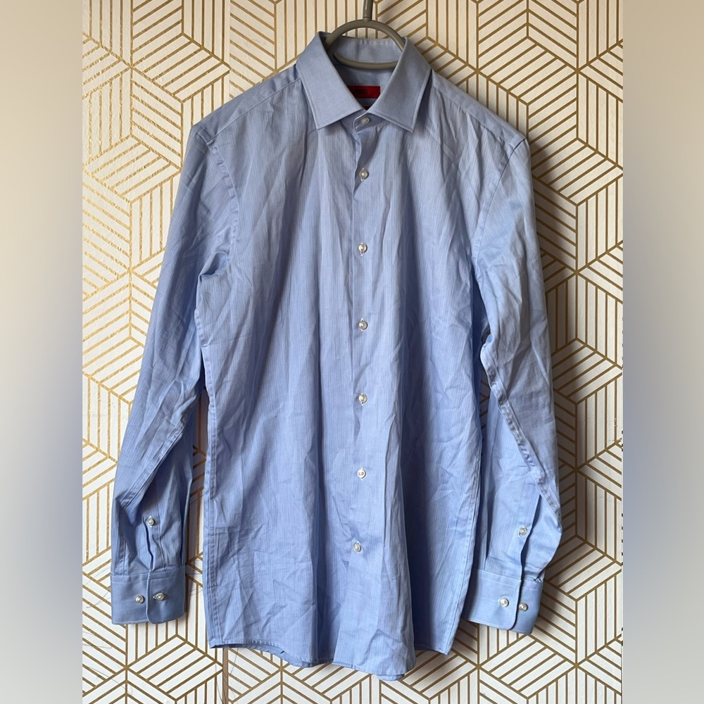 Hugo Boss Long Sleeve Shirt Light Blue sharp fit Size 15